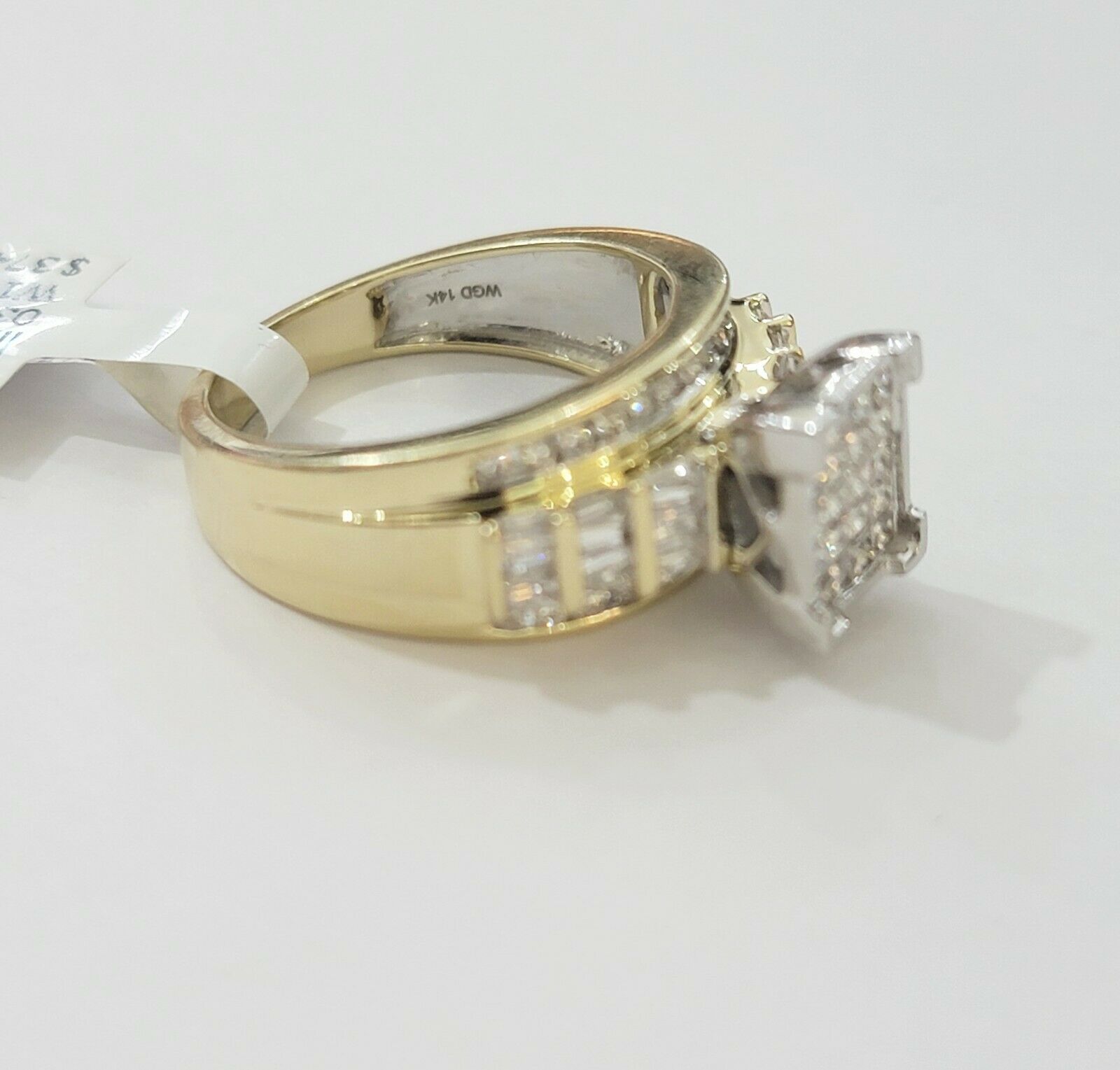 14k Yellow Gold 1CT Diamond Ladies Ring Princess Cut Baguette Round Diamd, Women - GoldenlinQ